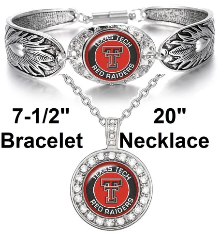 Texas Tech Red Raiders 925 Sterling Silver Necklace And Bracelet Set State D3D18 Cover