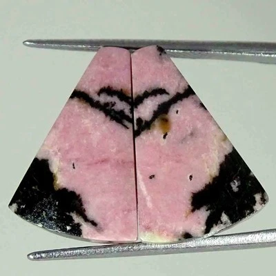 19.30Cts Natural Rhodonite Cushion Pair Loose Gemstone Earring Making 13x19x4mm - Image 1 of 4