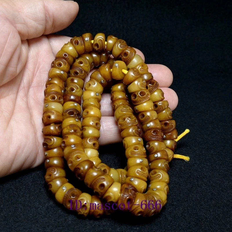 Коллекция кулонов нэцкэ с черепом ручной работы из старого китайского Тибета Q 12 мм 108 шт. - Изображение 1 из 4