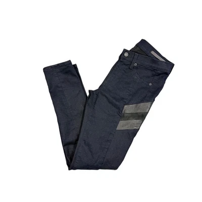 Rag & Bone Black Midnight Coated Denim Skinny Moto Jeans Leather Panels Size 27 - Image 1 of 4