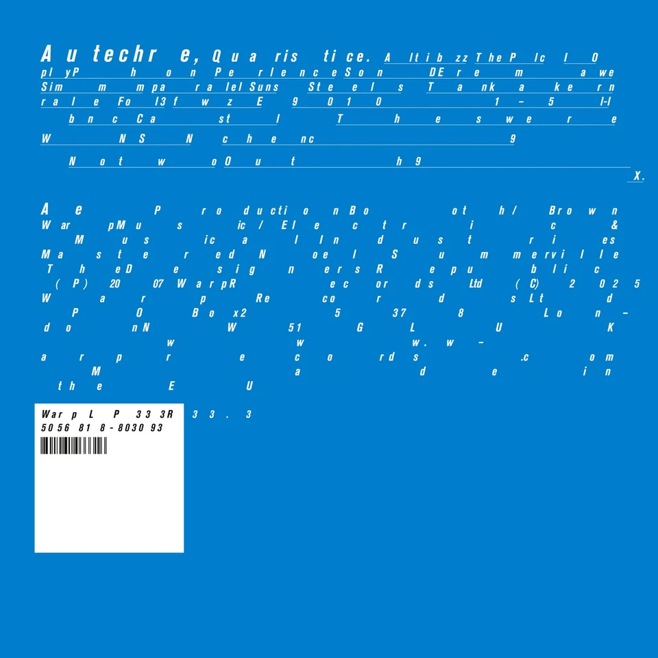 Autechre Quaristice (Vinyl) 12" Album (UK IMPORT) - Image 1 of 2