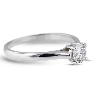 Anello di fidanzamento solitario oro 14 carati diamante naturale tondo certificato E/SI1 0,43 ct E/SI1 - Foto 1 di 17