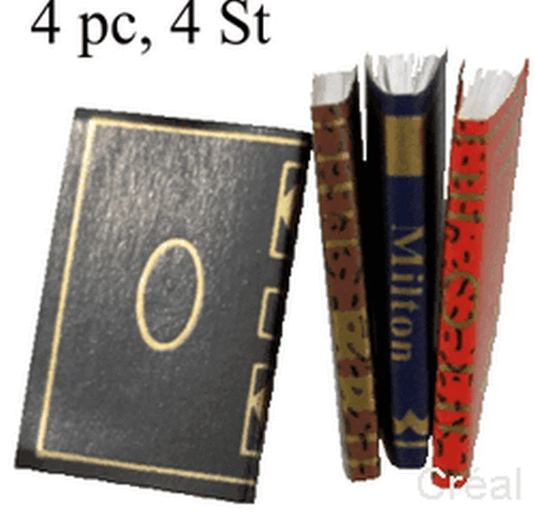 CREAL MINIATURES 4tlg. Bücher-Set, Puppenhaus Puppenstube 1:12