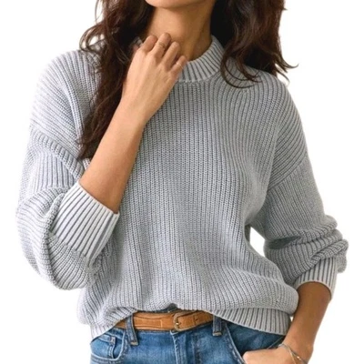 NWOT Faherty Womens Sunwashed Fishermans Crew Neck Sweater Organic Cotton Size M - Image 1 of 4
