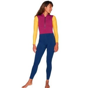 Seea Women's Leah Bodysuit M Berry Colorblock Long Sleeve Surfing Surfwear - Picture 1 of 9