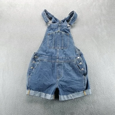 Pantalones Cortos Old Navy Para Mujer S Azul Baberos 4" Pantalones Cortos Denim Lavado Medio Mameluco Foto 1 de 4