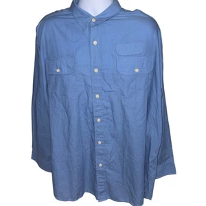 Orvis Buzz Off Insect Shield Button Shirt Sz XXL Blue Hiking Camping Fly Fishing - Picture 1 of 4