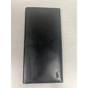 Polo Ralph Lauren schwarze schmale Leder-Geldbörse Herren Scheckbuch glatt Pony - Bild 1 von 6