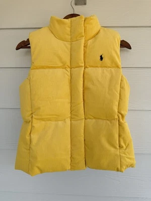 NUEVO CON ETIQUETAS Polo Ralph Lauren Niñas Amarillo Elastizado Pana Abajo Chaleco Puffer Talla XL 16 Foto 1 de 4