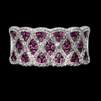 925 Anello Argento Sterling Rotondo Zaffiro Rosa Gemma Misura 7 Senza USA Import - Immagine 1 di 4