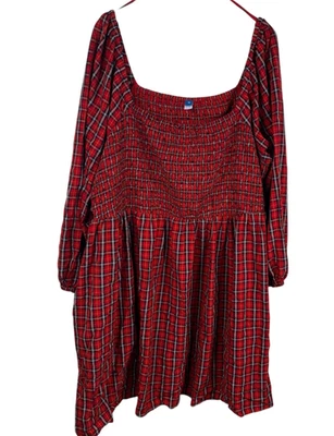 Old Navy Woman's Gingham Daisy Floral Midi Cottage Core Boho Prairie Dress Sz 4X - Image 1 of 4