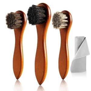 4-Piece Horse Hair Shoe Brush Shine Kit, Shoe Polish Brush, Leather Shoes Boot - Picture 1 of 6