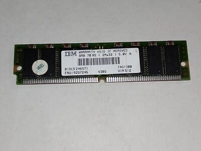 8MB SIMM 72 PIN 70 ns 2MX32 IBM 92G7245 74G1300 MEMORIA RAM V3B6 5665 VINTAGE PC - Immagine 1 di 3