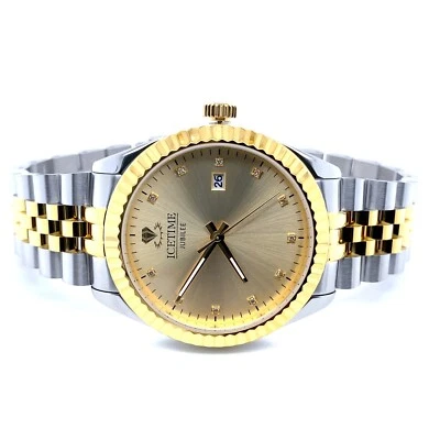 IceTime Jubilee 41mm relógio masculino de aço de dois tons mostrador dourado diamantes gelados de 0,10 quilates - Imagem 1 de 4