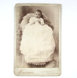 1800s Virginia William Freeman Cabinet Card Infant Child Christening Gown - Picture 1 of 5