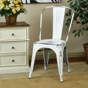 Bristow Metal Armless Chair Antique White 2 Pack - Picture 1 of 7