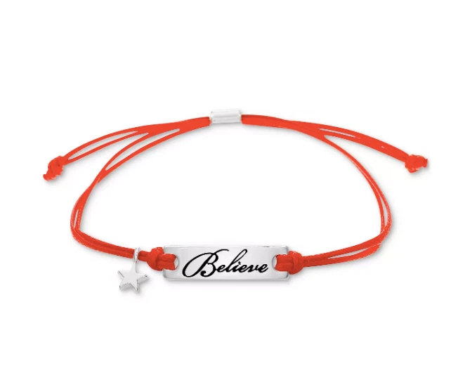 Macy's Believe Red Cord Slider Bracelet Silver Tone Star Lot of Two MAW 2021