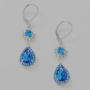 Kirks Folly BEBE DREAMY DROP LEVERBACK EARRINGS - BLUE / silvertone - Picture 1 of 2