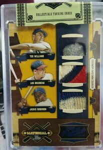2008 TED WILLIAMS BOUDREAU JACKIE ROBINSON Prime Cuts Triple Game Worn Patch 1/1