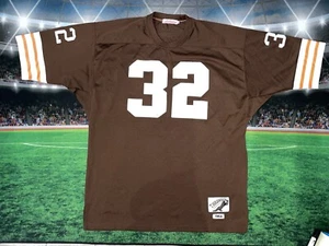 Cleveland Browns Jim Brown #32 Throwback Authentic Jersey Mens Sz 52 Preowned - Picture 1 of 12