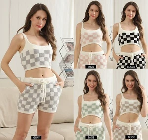 Camiseta sin mangas ComfyLuxe con patrón a cuadros de salón - Imagen 1 de 16