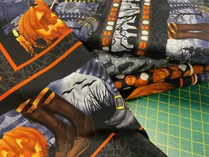 Grace Popp Studio E Midnight Magic Halloween Cotton Fabric 1/4M* or Panel Cat - Picture 1 of 12