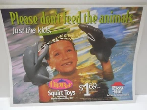 Pizza Hut Flipper Squirt Toys Placemat w/ Flipper Fun Games on Back Unused 1996 - Picture 1 of 4