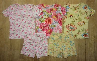 Good Night Lulu Girls 3 4 Summer Pajamas Lot Floral Flower Yellow Pink White PJs - Image 1 of 4