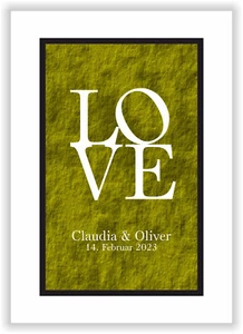 Geschenk Frau Mann Valentinstag Poster Bild Karte A4 personalisiert Namen Gelb - Bild 1 von 7