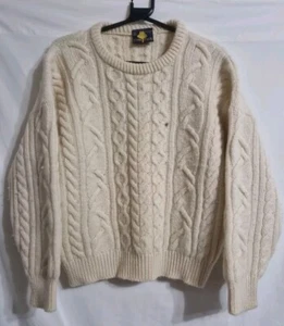 Elms Park Grobstrickpullover reine Schurwolle Vintage creme Made in ENGLAND - Bild 1 von 20