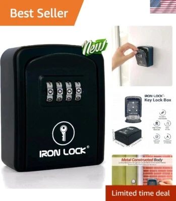 Metal Wall Mount 4-Digit Combination Lock Box - Secure Your Keys Effortlessly - Image 1 of 4