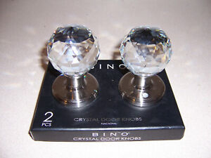 Bino Crystal Glass Interior Door Knob Set w/ Silver Satin , Ball Round Sphere