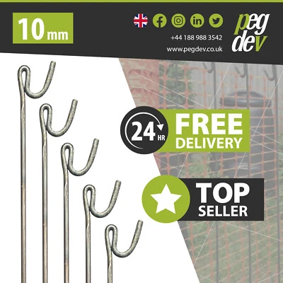 METAL FENCING PINS 1200mm x 10mm - Barrier Fence Stakes Event Road Line Pins - Image 1 of 4