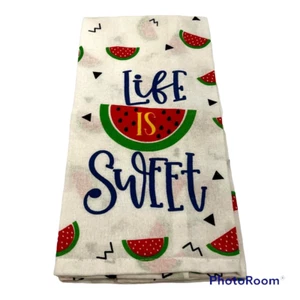 Kitchen Dish Tea Towel Watermelon Fruit Hand Towel "Life is Sweet" 15"×25" Gift - Picture 1 of 7