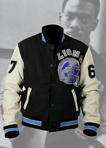 Beverly Hills Cop Jacket Detroit Lions Letterman Wool Leather Sleeves Jacket Men