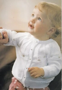 Baby Knitting Pattern copy Round yoke Cardigan and Socks 3 ply - Picture 1 of 3