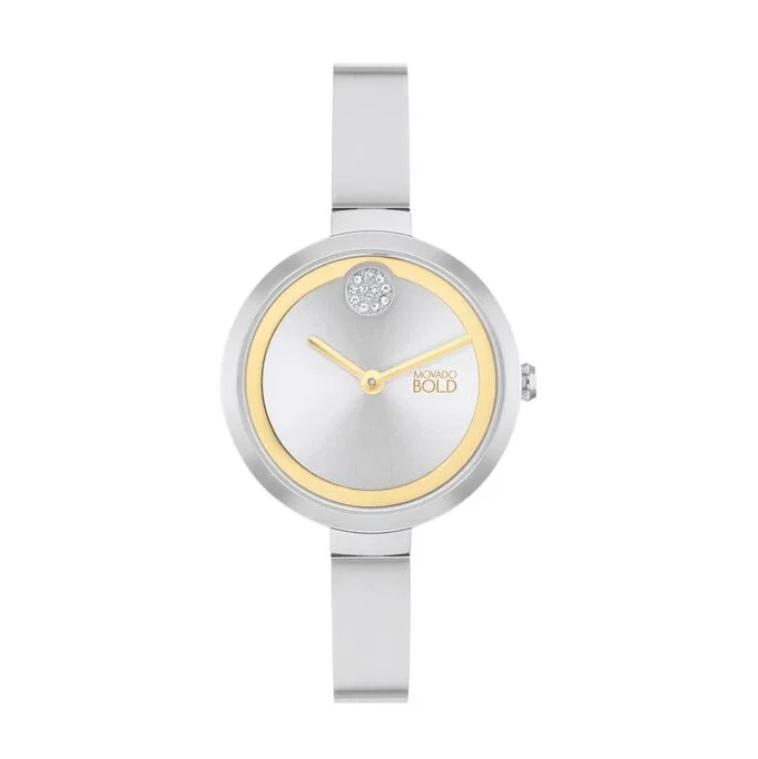 MOVADO BOLD 3601010 SILVER DIAL SILVER STAINLESS STEEL BANGLE WOMENS WATCH