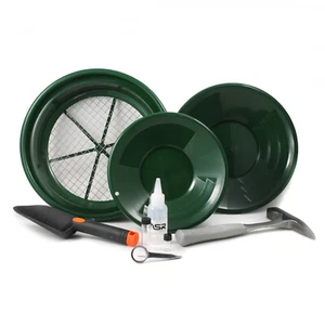 ASR Outdoor 9 Piece Complete Gold Panning Kit, Classifier Sifter Vials - Green - Picture 1 of 10