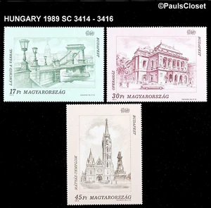 HUNGARY 1993 SC 3414-16 CHAIN BRIDGE, OPERA HOUSE, & MATTHIAS CHURCH VF - Picture 1 of 2