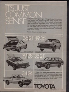 Publicidad impresa vintage coche auto anuncio TOYOTA 1977 anuncio Its Just Common Sense style - Imagen 1 de 1