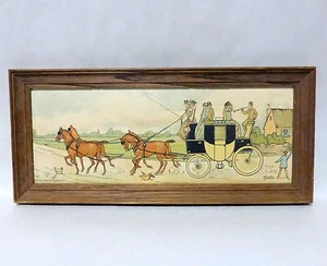Antique 1903 William Hertford 13" Frmd Litho Stagecoach & Horses Leaving Part 2 - Picture 1 of 7