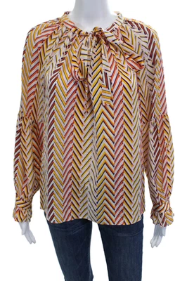 Blusa Marie Oliver Mujer Blanca Espiga Seda Azteca Botón L/S Talla S Foto 1 de 4