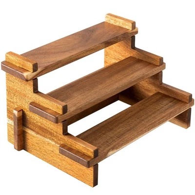 Acacia Wood Tiered Spice Rack Shelf Organizer for Cabinet Small Cupcake Stand - Image 1 of 4