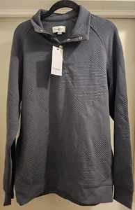 Goodfellow Mens Quilted Navy Blue 1/4 Button Up Sweatshirt, Size Small - Picture 1 of 7