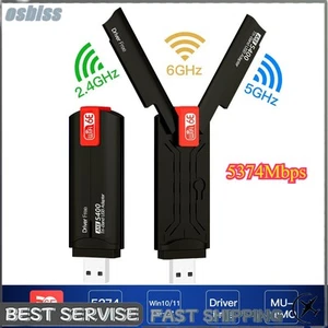 5374Mbps Wireless Network Card WiFi 6E USB 3.0 Tri-band WiFi Adapter Driver Free - Picture 1 of 6