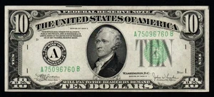 $10 1934C BOSTON GEM UNC Federal Reserve Note! - Picture 1 of 2