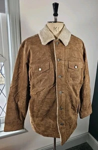Vintage GAP Leather Trucker Jacket Men's Large Brown Sherpa Lined Suede Heavy - Picture 1 of 21