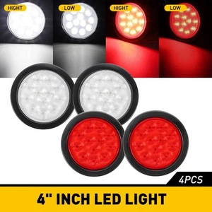 Combo Red +White 4" Round Trailer Light 10 LED Stop Turn Tail Truck Sealed A - Picture 1 of 19
