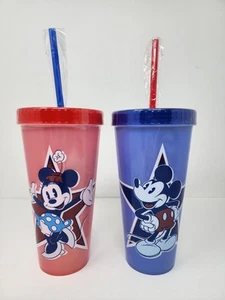 Set 2 bicchieri in plastica Disney Topolino Minnie che cambiano colore 24 oz - Foto 1 di 7