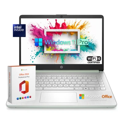 2025 HP Laptop Computer 14" 4-Core Intel CPU 16GB RAM 628GB Storage Office Pro - Image 1 of 4